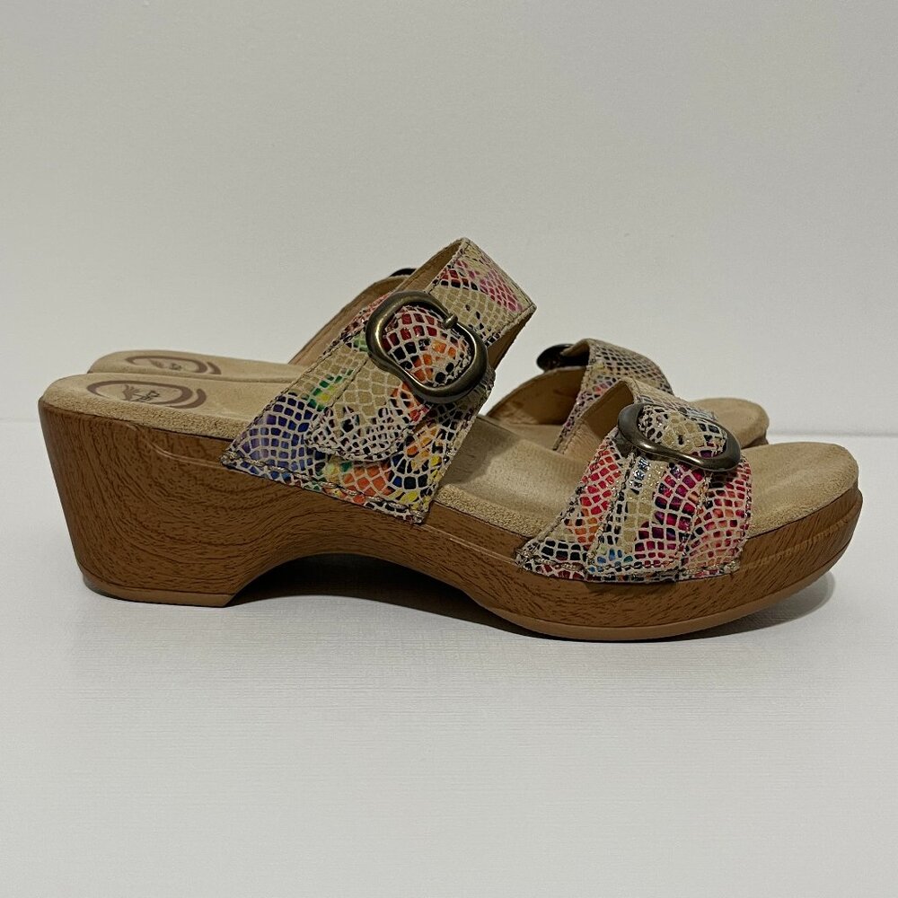 Dansko Womens Sophie Clog Sandals Size 39 (US 9) Multicolor Snakeskin Leather